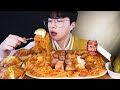 최대한 교양있게🌸매운 불닭파스타에 갈릭바게트볼 고추바사삭 통베이컨 토핑 먹방❤Fire pasta Baguette ball Bacon Chicken MUKBANG 리얼사운드 ASMR