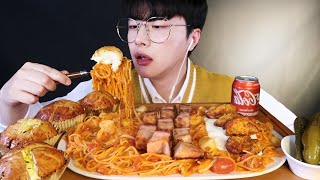 SUB)Elegantly as possible! FIRE PASTA & Cream Baguette Ball MUKBANG