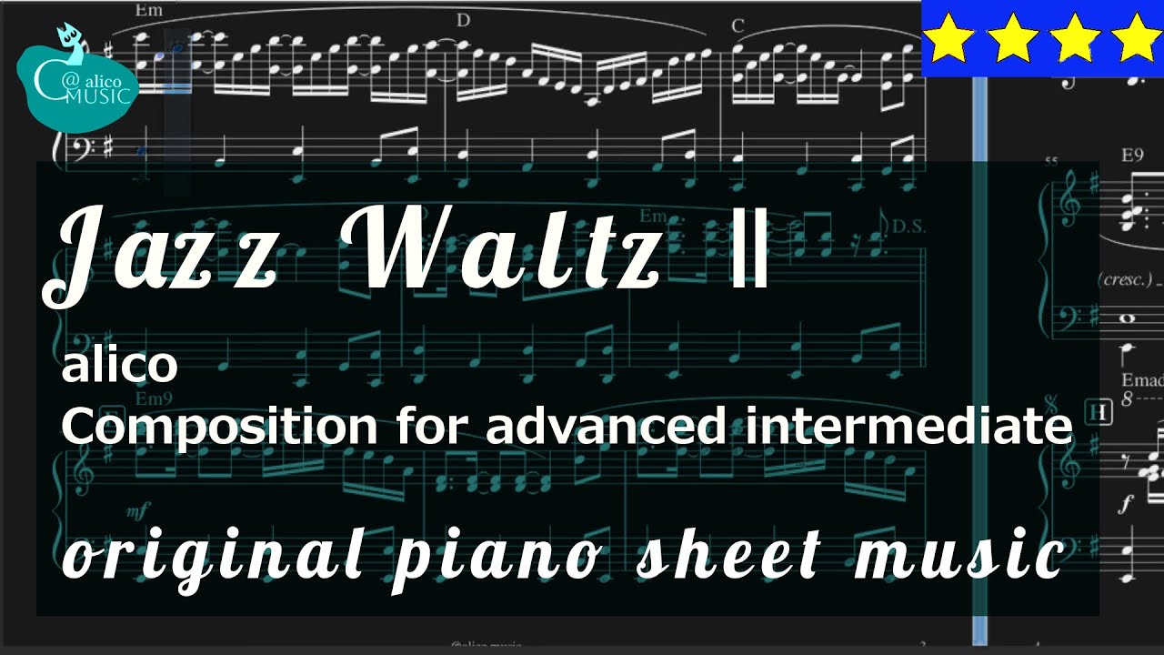 Jazz Waltz 2 - alico piano composition sheet music for advanced