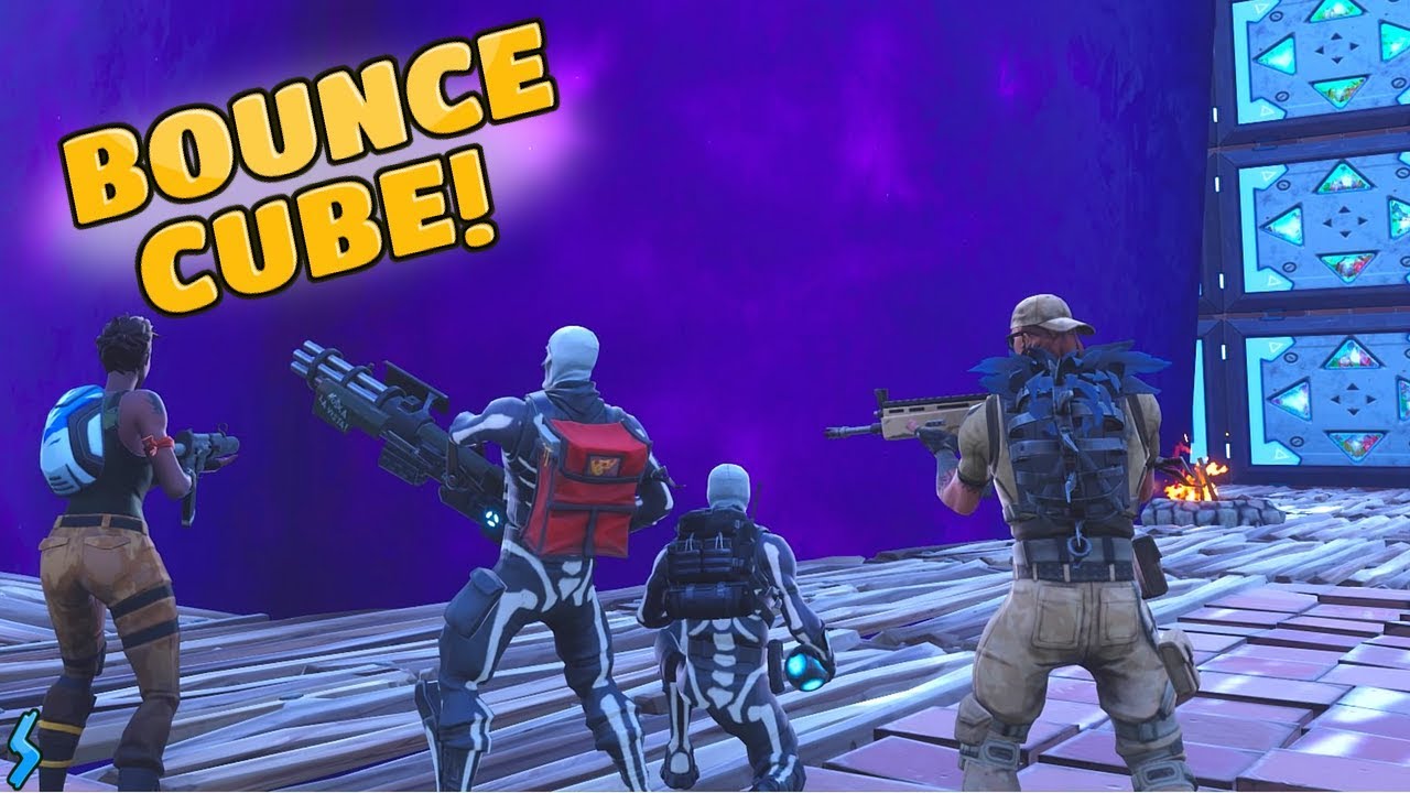 WE PUT BOUNCERS AROUND THE PURPLE CUBE! (Fortnite Battle Royale)