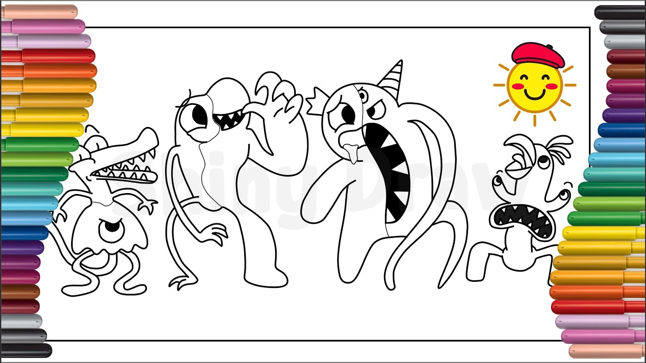 GARTEN OF BANBAN But They're Rainbow Friends | Coloring Pages - YouTube