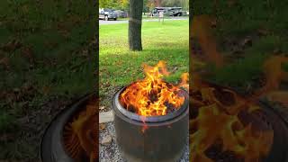 solo stove Bonfire burning 30lbs of pellets part B. Goes with the adapter video