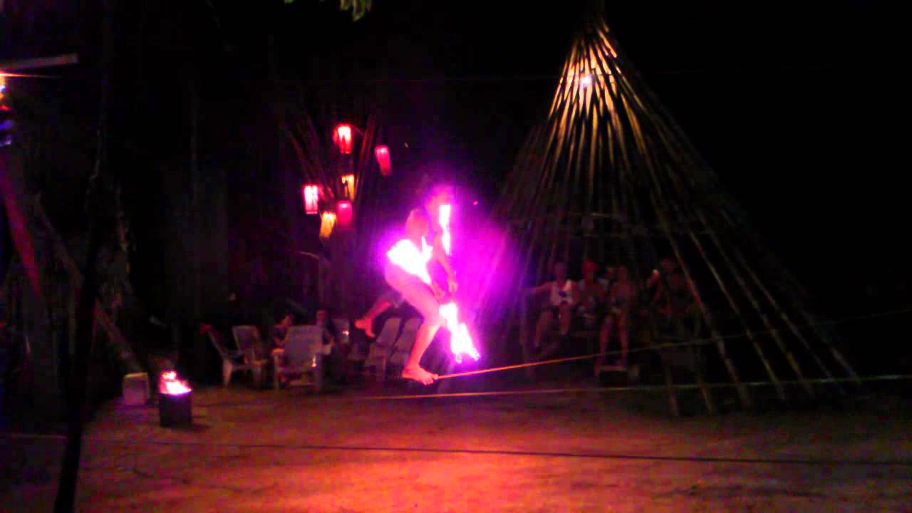 Slack line fire dancing at Small World Bar YouTube