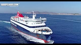 NISSOS CHIOS  (Ro-Ro/Passenger Ship) arrival at Piraeus Port (Greece) Aerial Drone Video 4K
