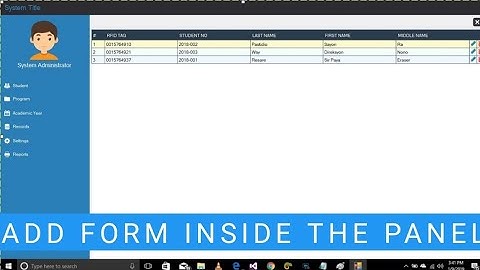 How To Display Form Inside The Panel