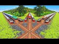 The Most Extreme X Cross Triple U Turn Crossing🚦9 Trains Derailed & Shaky⚠️Trainz Simulator 2019