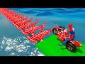 الأبطال الخارقين يسقطون في الماء - Superhero fall into the water | Hammerhead Shark Bridge Challenge