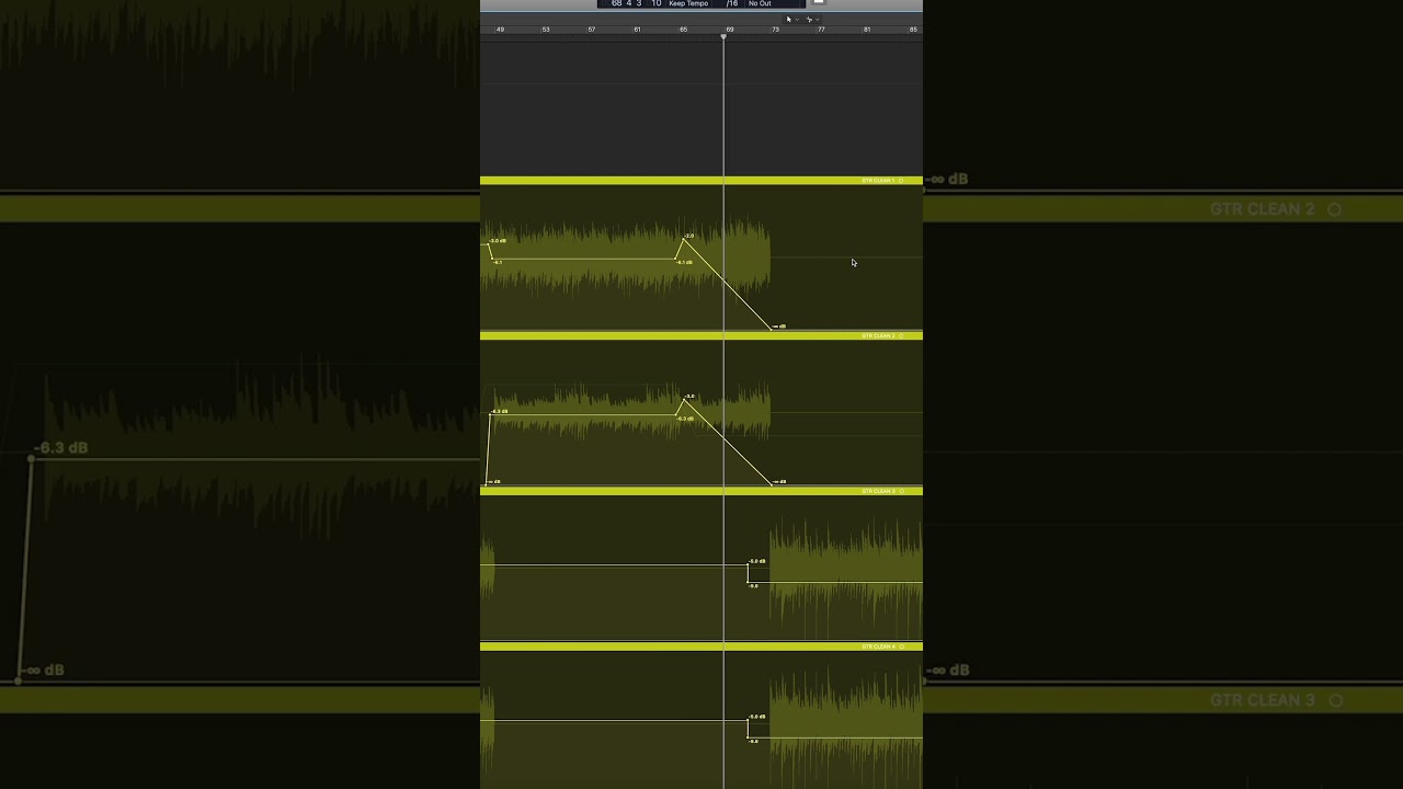 Transitioning clean to distorted guitars 
