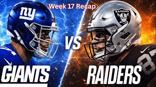 VLOG Week 17 Recap: Giants vs Raiders + Every Game Breakdown (Stats, Injuries, Playoff Impact)