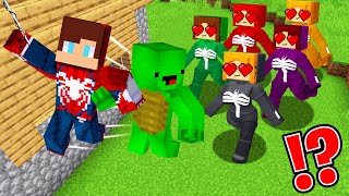JJ SPIDER MAN save Mikey from ALL Venom Girl in Minecraft - Maizen