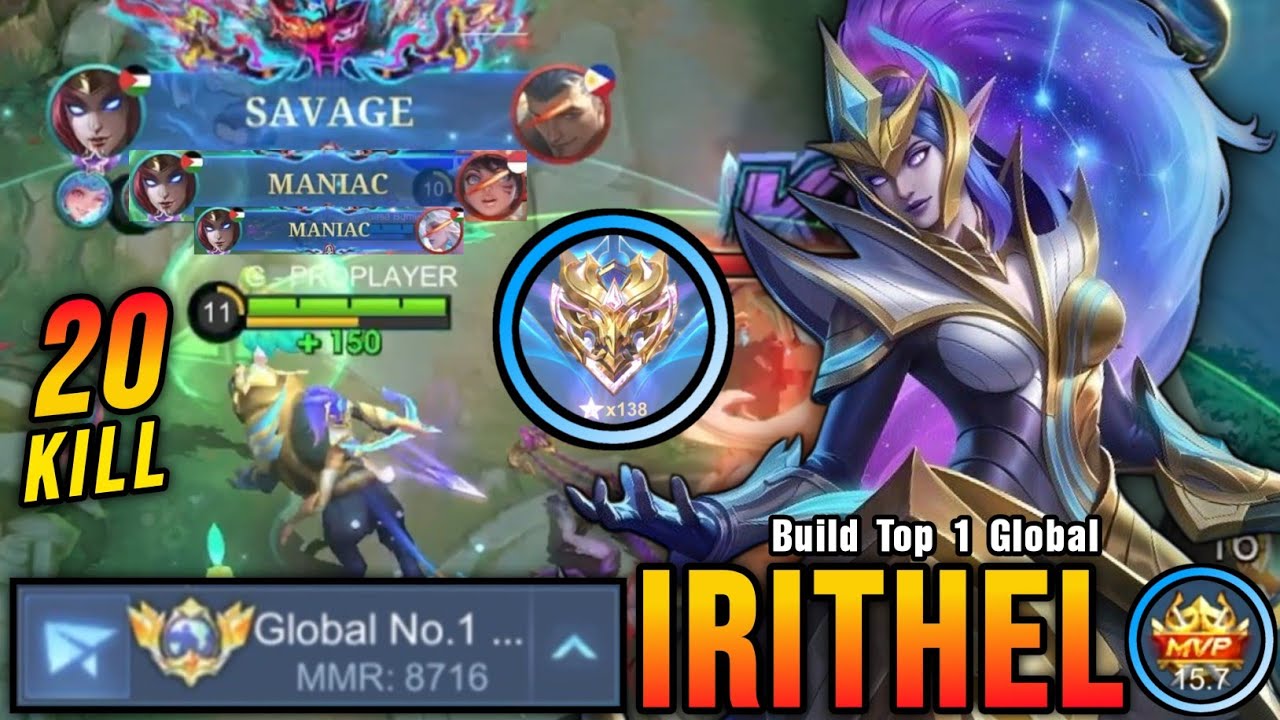 20 убийств + ДИКАРЬ И МАНЬЯК!! Наконец-то я в топе 1 мирового рейтинга Irithel ~ MLBB