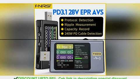 FNB58 USB Tester Voltmeter Ammeter TYPE-C Fast Charge Detection Trigger Capacity Measurement Ripple