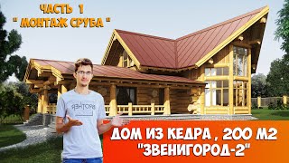 Рубленный дом из кедра по технологии post and beam под Звенигородом