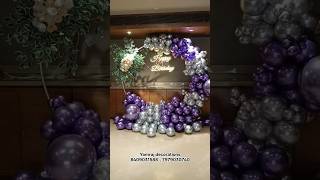Royal Purple &amp; Silver Birthday Decoration 💜✨ | Luxury Balloon Ring Setup 😍 #shorts #birthday #diy