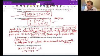 Math 10 Adv Unit 3 Video 8: Modeling with linear functions practice problems 1 - 5 (Section 3.3)