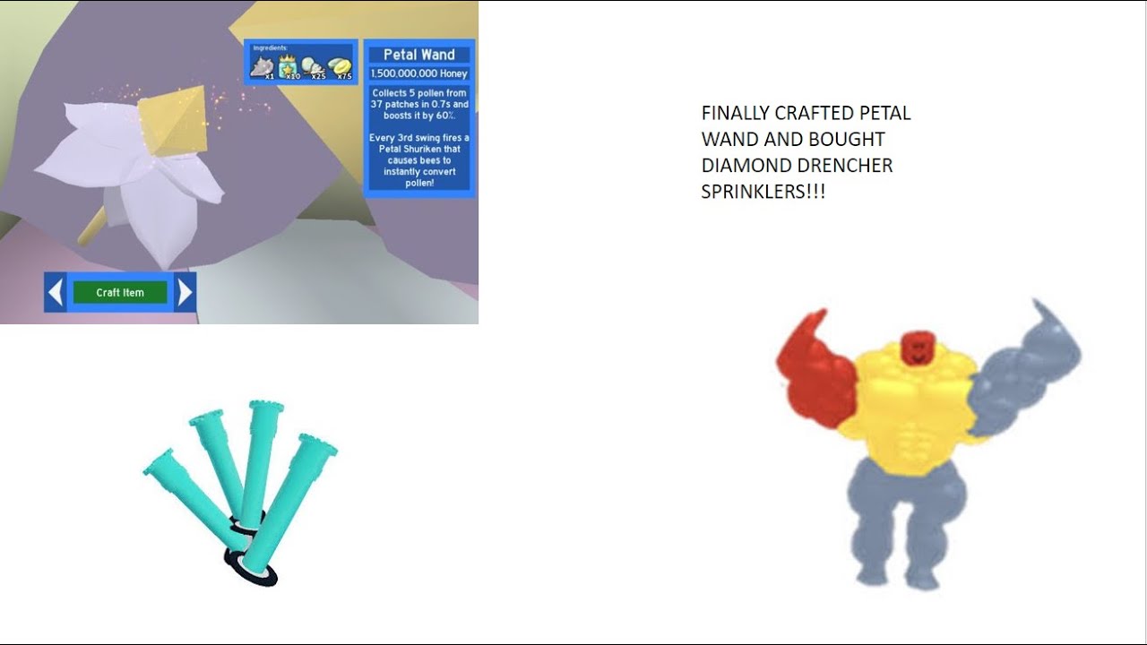 CRAFTING MY PETAL WAND, AND BUYING DIAMOND SPRINKLERS!! ROBLOX Bee