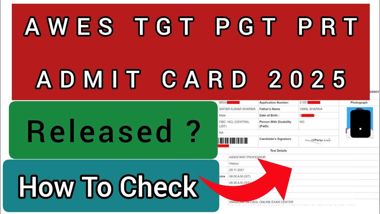 AWES TGT PGT PRT Admit Card 2025 | How To Check AWES TGT PGT PRT ADMIT CARD 2025