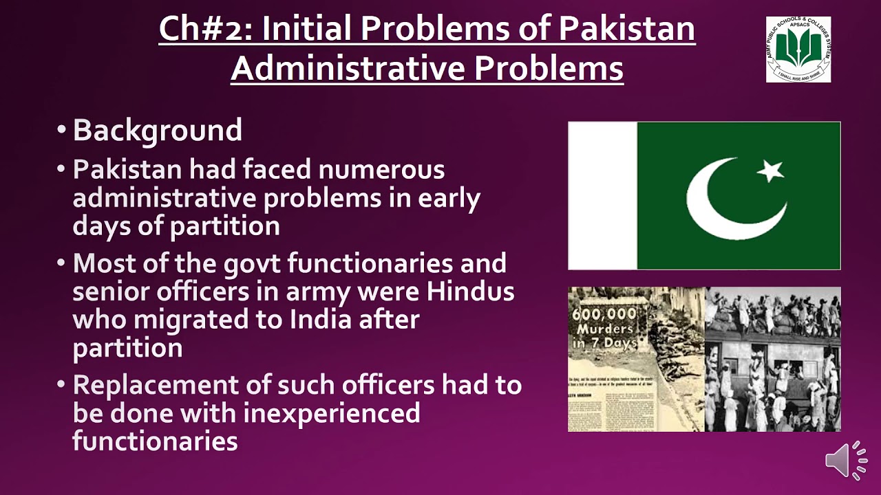 initial problems of pakistan assignment