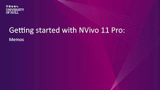 NVivo 11 Pro: Memos