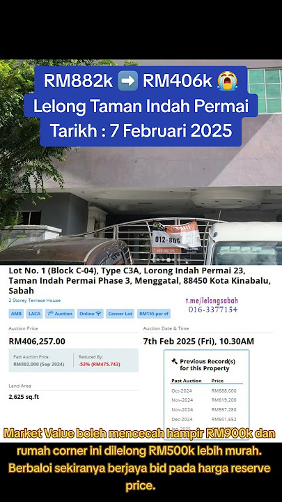 Lelong Taman Indah Permai Corner Lot @ Sepanggar - Tarikh 7 Februari 2025