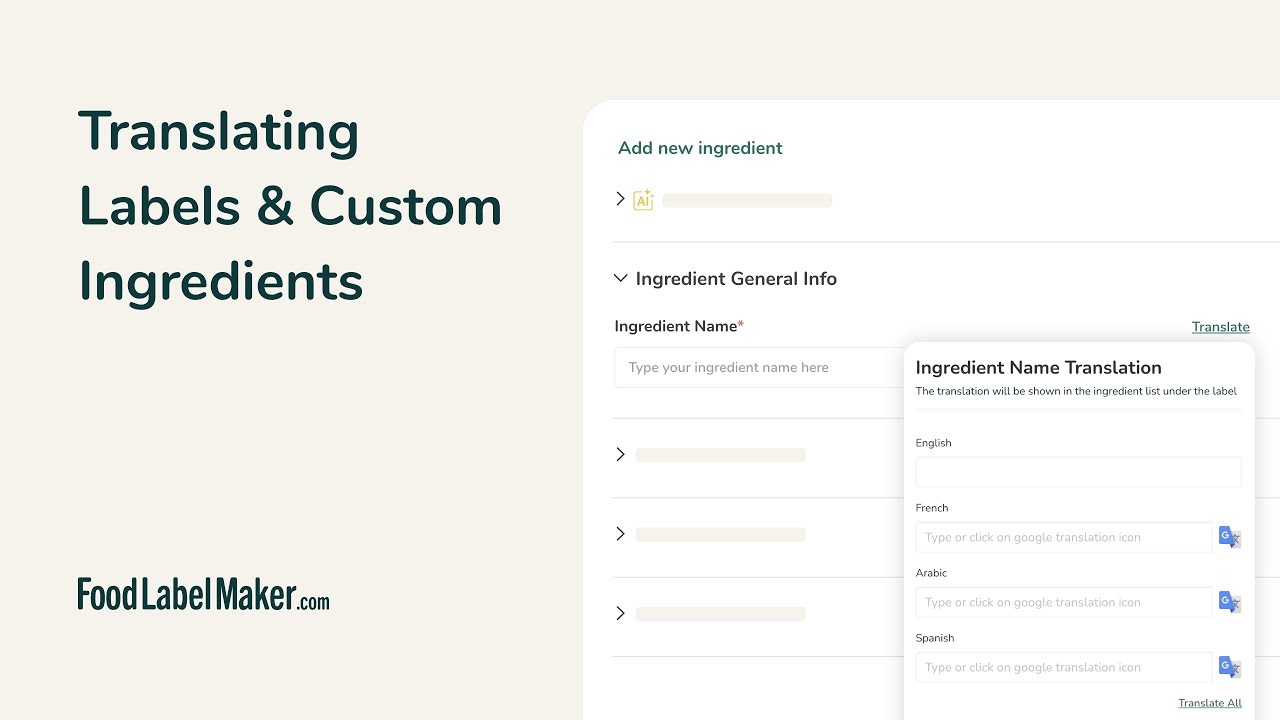 How to Translate Custom Ingredients & Labels | FoodLabelMaker Tutorial