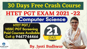 Day 21: HTET PGT Computer Science l Crash course for htet2020 l UGC NET GYAN Computer Science
