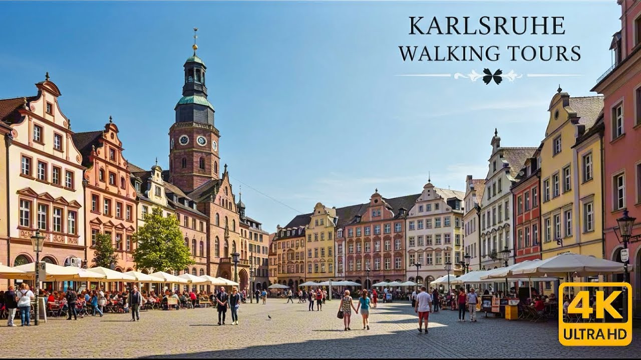 Карлсруэ, Германия 🇩🇪 Пешеходная экскурсия - 4k_Карлсруэ пешеходная экскурсия