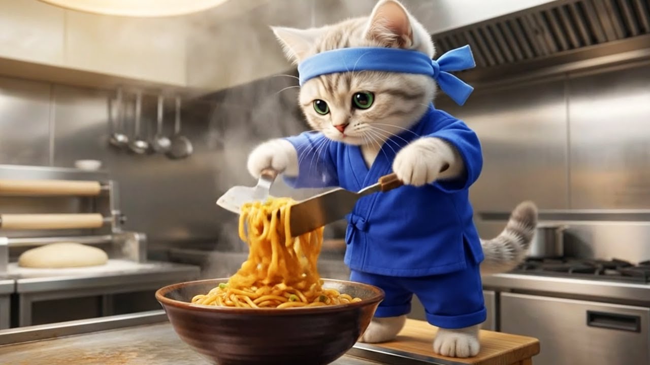 いらっしゃいませ!!うどん屋さんでアルバイト!!ねこの一日に密着🐱🍜