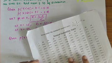 NORMAL Distribution Problem 3| 31% of items under 45 & 8% of items are over 64.Find Mean & SD | #vtu