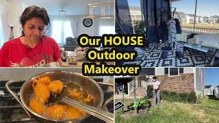 எங்கள் வீட்டு Patio Makeover பண்ணியாச்சு சுட சுட பஜ்ஜி~ Our outdoor Garden work Family Traveler VLOG