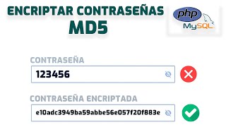 ✅ Como ENCRIPTAR CONTRASEÑAS con MD5 en PHP y MYSQL  🔐 PROTEGE TUS CONTRASEÑAS