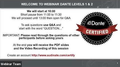 Dante Certification Level 1 2 English Webinar - 21st April 2020