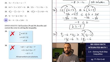 Big Ideas Math [IM1]: 2.4 - Solving Multi-Step Inequalities (Lecture & Problem Set)