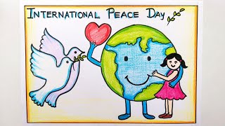 World Peace Day Drawing Easy Step by step /International Peace Day Poster Drawing / Drawing On Peace