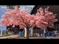 Chinese factory making artificial big trees and plants.