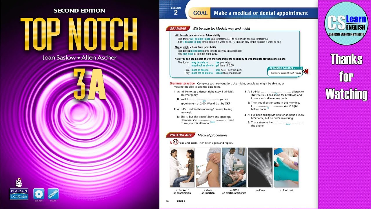 Top Notch 3 Unit 2 Lesson 2 Make a medical or dental appointment
