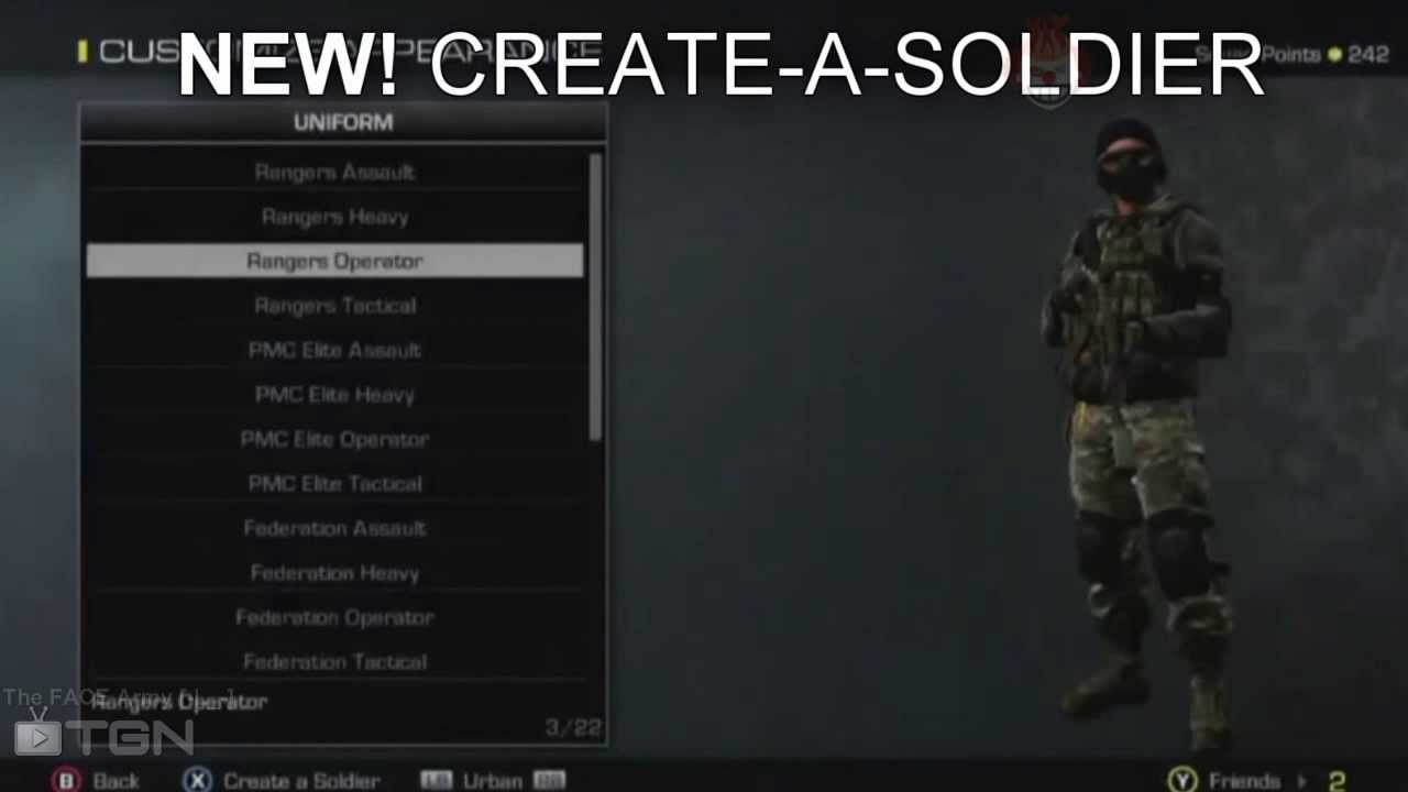 call of duty ghosts create a soldier options