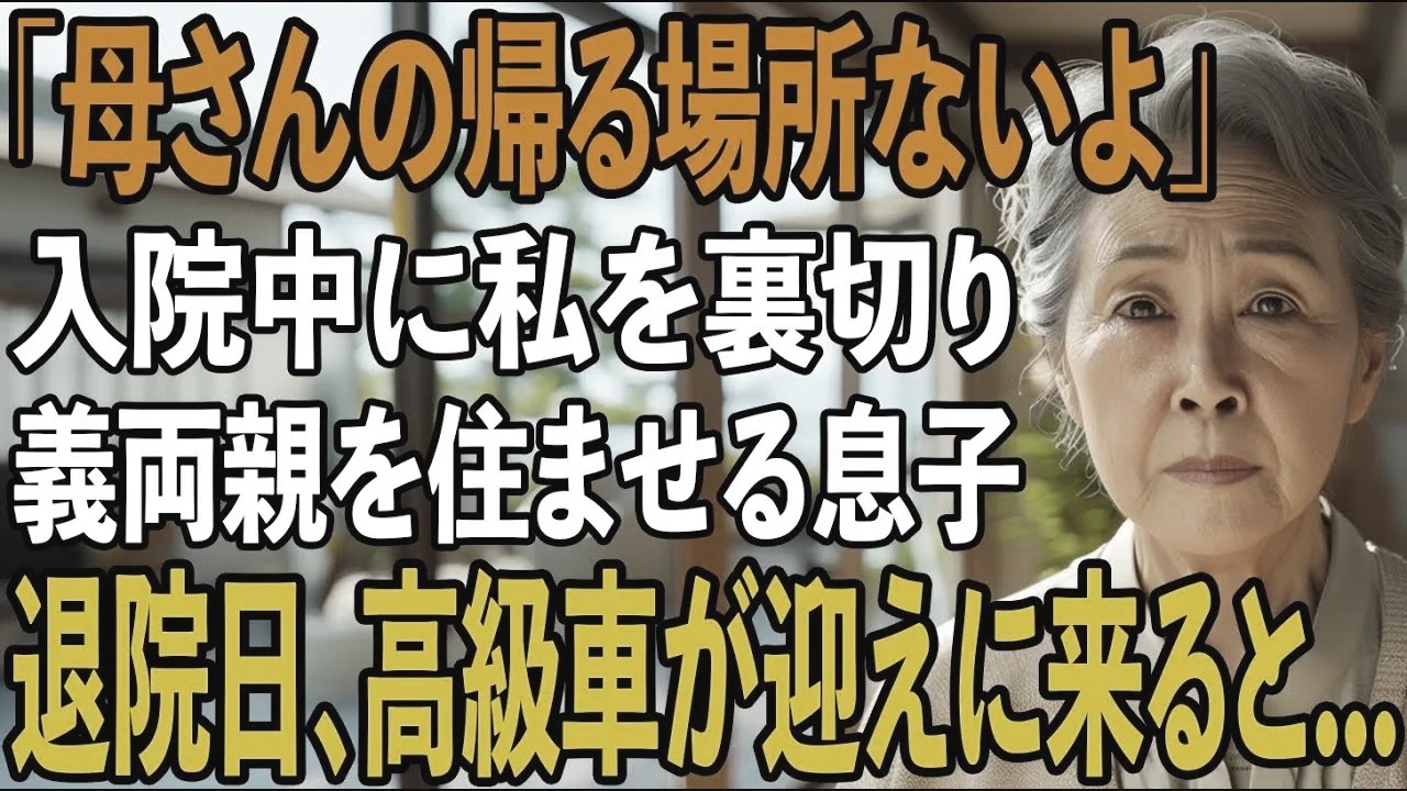 入院中に私を裏切り義両親を住まわせた息子夫婦「もう母さんの帰る場所ないよ」退院日に迎えに来た高級車を見て、2人は顔面蒼白に...【シニアライフ】【60代以上の方へ】