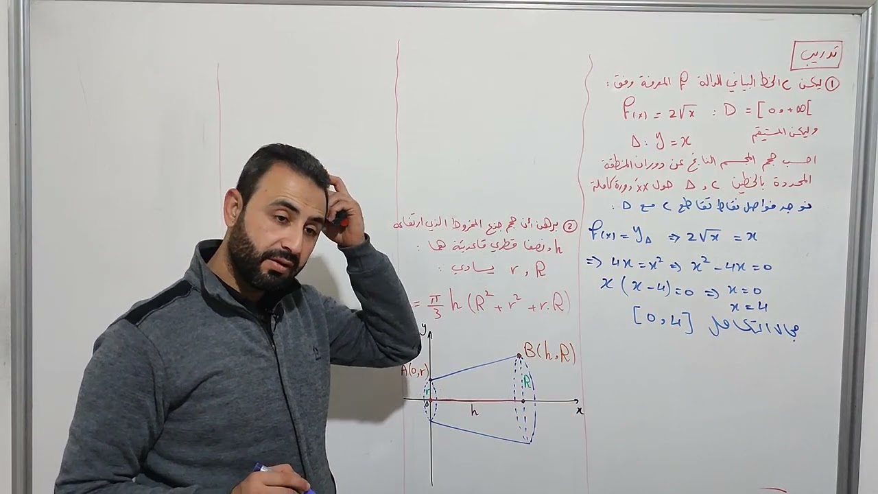 تطبيقات التكامل...حساب حجم مجسم دوراني..الدرس الثاني