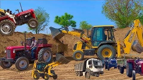 JCB 3dx Backhoe Loading Mud in Mahindra 475 Di tractor JCB khudai work video JCB miti loading #jcb