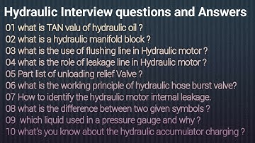 Hydraulic Interview Questions and Answers Part- VI