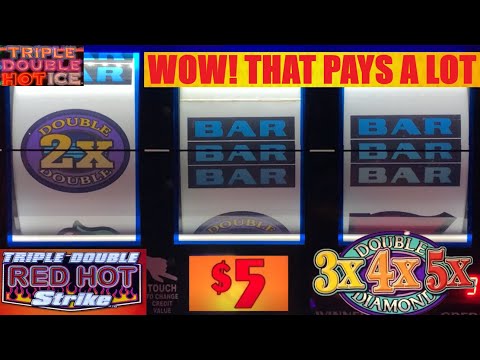 BIG Free play wins! Double 4 Times Pay + Triple Double Red Hot Strike + Double 3x4x5x diamond slots!