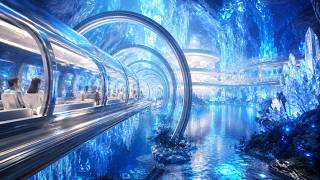Future Underground Crystal Transit 2090 | Relaxing Sci Fi Train Ambience 4K screenshot 4