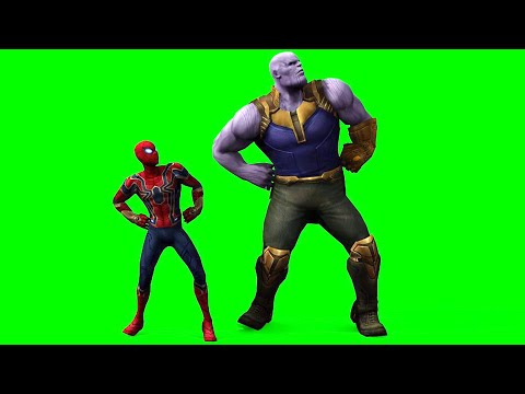 Spiderman and Thanos dancing green screen