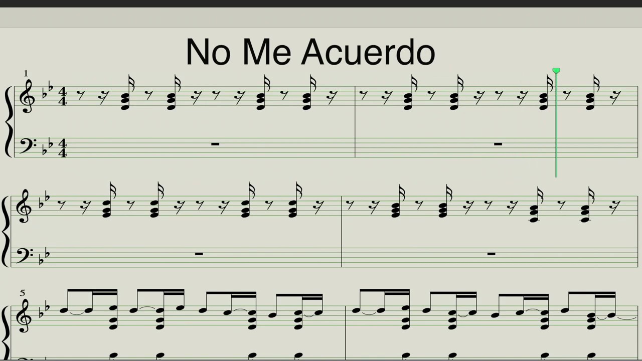 Natti Natasha No Me Acuerdo Piano Sheet Music Midi