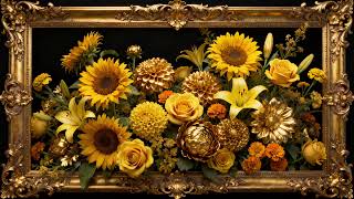 Sunflowers in a Golden Frame🌻 | 4K Frame TV Art | Golden Summer TV Wallpaper | Relaxing Music 🎼