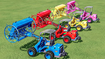 LOADER OF COLORS! TRANSPORTING & SEEDING WITH MINI LOADERS! Farming Simulator 22