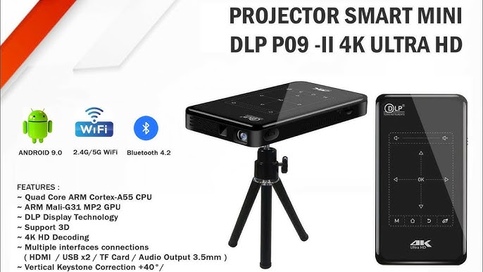 Portaflixx - Mini proyector 4k con Wifi y Bluetooth, rotación de 180° y  Keystone automático, proyector portátil de pantalla de 130 pulgadas para