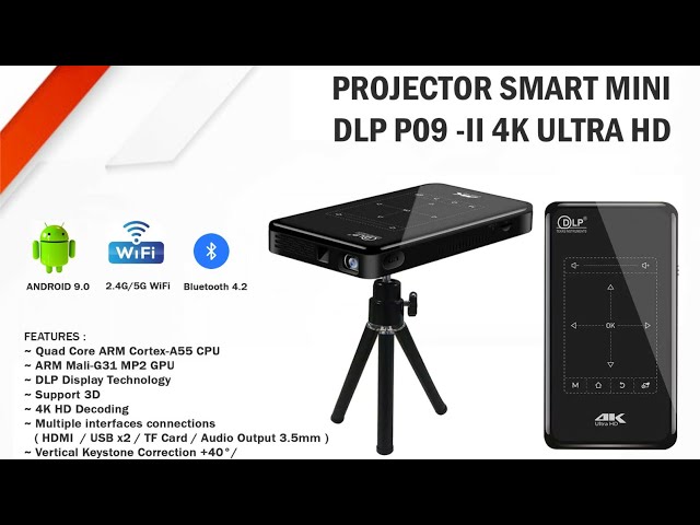 Smartldea hd Pocket Smart Projector Android 9.0 5G Wifi BT5.0 DLP Mini  Proyector Battery support 4K Smartphone portable Beamer