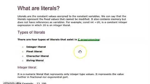 Constants and Literals in C